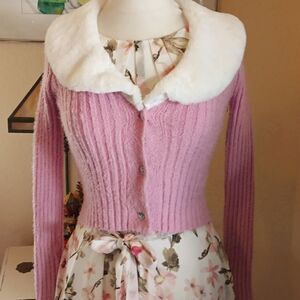 Baby Phat x Forever 21 Fuzzy Cardigan Sweater Barbiecore